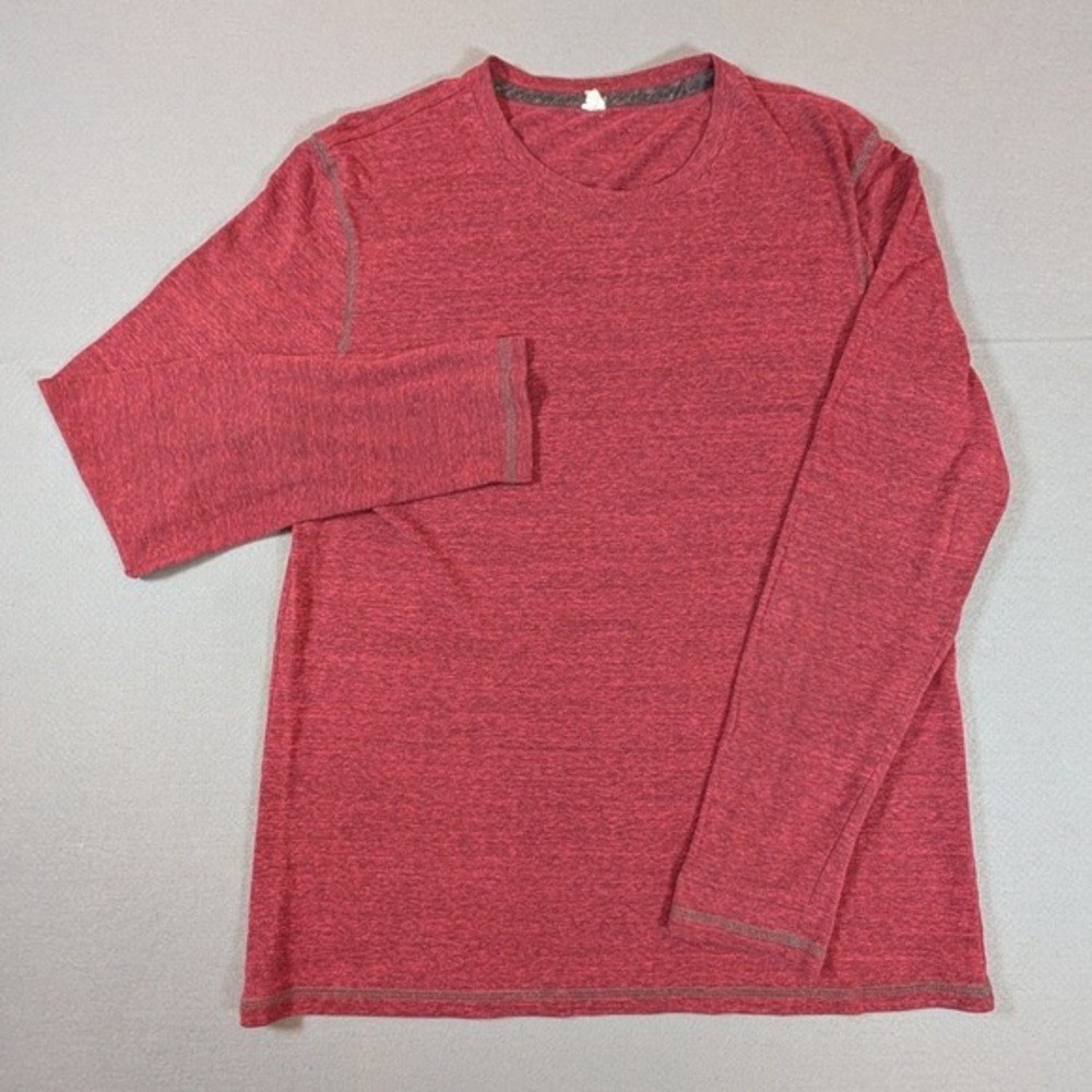 Alo Mens Long Sleeve Marled Performance Athletic Top Size L Red - Picture 2 of 8